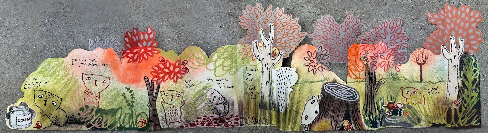 Bear on an Acorn Hunt Picture Book Illustration (Part 2) by Jess Kate